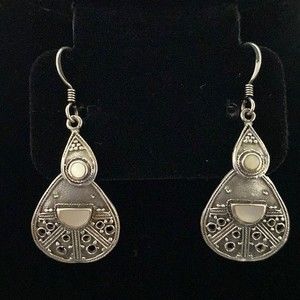 Vintage Sterling Silver Mother of Pearl Dangle Earrings